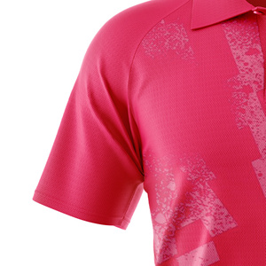เสื้อเทนนิสแขนสั้นผู้ชาย Dawnray สีแดง ลายเรขาคณิต พิมพ์ลายแบบ Sublimation ผ้าโพลีเอสเตอร์ 120 กรัม ระบายเหงื่อได้ดี ติดกระดุม ทรงปกติ - Product Image 3