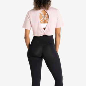 Camiseta de Mujer, Última Moda, Talla Grande, Espalda Descubierta, Estilo Crop, Hombros Caídos, Color Sólido, Deportiva, para Verano - Product Image 3