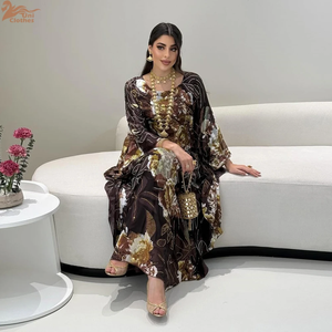 Muslim Abaya Women Muslim <b>Dress</b> Elegant Floral Printed Rhinestone Abayas Batwing Sleeves Ethnic Muslim <b>Kaftan</b> Abaya Maxi <b>Dress</b> - Product Image 3
