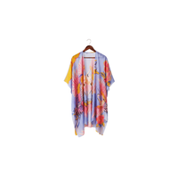 Kaftan léger pour femme avec broderie tigre, ourlet asymétrique, style bohème, maxi, coupe ample, manches courtes