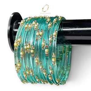 กำไลข้อมือแก้วสีน้ำเงินทรงหยดน้ำสไตล์แคชเมียร์สุดอินเทรนด์สำหรับตลาดขายส่งระดับโลกสำหรับผู้หญิงสวมใส่ในงานแต่งงาน - Product Image 1