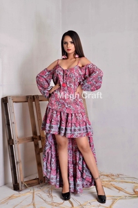 Robe longue bohème asymétrique pour femme, en soie, légère et respirante, idéale pour l'été, les fêtes et les occasions décontractées, export en gros - Product Image 5
