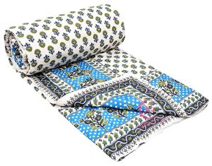 400 TC Pure Cotton Floral Pattern Handmade Bohemian Style Lightweight <b>Single</b> Bed <b>Quilt</b>/Razai/Rajai 85x55 Inches All-Season - Product Image 4