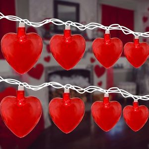 Luci a stringa a forma di cuore rosso da 8,5 piedi, luci a stringa appese con 10 cuori rossi, luci a stringa a forma di cuore d'amore collegabili per San Valentino - Product Image 1