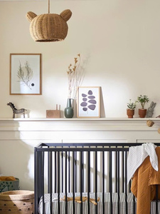 Handcrafted seagrass bear shape lampshade cute woven pendant light shade natural fiber <b>lighting</b> decor eco friendly boho nursery - Product Image 4
