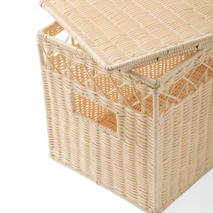 Juego de Cestas de Almacenamiento de Ratán Tejidas a Mano con Tapa, Diseño Apilable, Cesta Organizadora Ecológica, Venta al por Mayor, Suministro de Fábrica OEM - Product Image 4