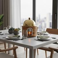 Plat de service de luxe arabe rond en acier inoxydable, design martelé, chauffe-soupe, pour buffet de Ramadan à Dubaï, unité individuelle