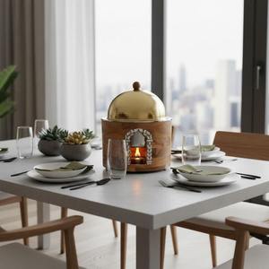 Luxury Arabic Round Stainless Steel Chafing Dish Hammered Design Soup Warmer Dubai Ramadan <b>Buffet</b> <b>Server</b> Single Unit - Product Image 2