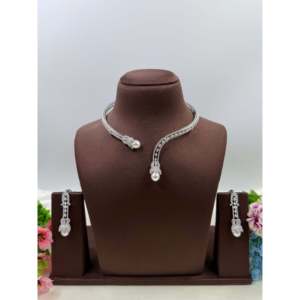 <b>Indian</b> Ethnic Leona American Diamond Gold Plated Bridal <b>Necklace</b> <b>Set</b> - Product Image 4