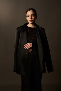 Blazer de Lana para Mujer, Tejido, Cierre de un Botón, Color Sólido, Transpirable, Doble Forro, Tafetán de Seda, ODM OEM, Elegante y Minimalista para Oficina - Product Image 2