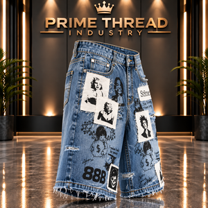 Shorts de Mezclilla Desgastados para Hombre, Directo de Fábrica, con Parches Gráficos, Estilo Urbano Holgado, Unisex, Shorts de Mezclilla Rotos - Product Image 2