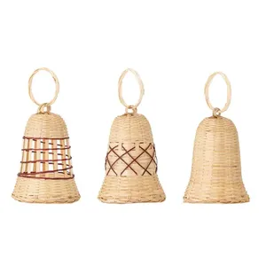 Decoraciones Navideñas Hechas a Mano al Mejor Precio, Adorno Colgante de Campana Tejida en Mimbre para el Festival de Invierno - Product Image 4