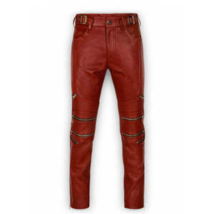 PIHA SPORTS Men's Leather Pants Straight Leg High Waist Flat Front Casual <b>Trousers</b> <b>Waterproof</b> Breathable Zipper Fly Outdoor - Product Image 4