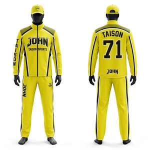Mens Ice Hockey Track Suit 280 GSM Poly Tricot Yellow Black <b>White</b> <b>Panel</b> Design Sublimation Tackle Twill Custom Logo Training Set - Product Image 1