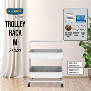Chariot de rangement à 2 niveaux sur roulettes, étagère utilitaire en métal pour cuisine, salle de bain, bureau - Product Image 3