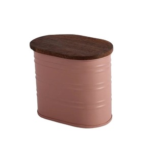 Handcrafted <b>Stackable</b> Metal <b>Storage</b> <b>Containers</b> with Wooden Lids Retro Kitchen Canisters for Food Preservation Cylinder Shape - Product Image 5