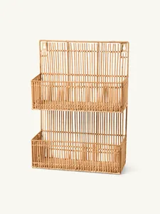 Natural Rattan <b>Floating</b> <b>Wall</b> <b>Shelf</b> Woven Display <b>Shelf</b> Boho Nursery Bedroom Kid Storage Organizer For Nursery Children Room - Product Image 4