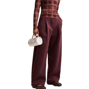 Pantalon large plissé taille haute décontracté pour femme, idéal pour l'automne - Product Image 2