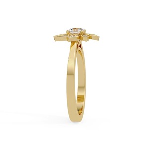 Anillo de Lujo con Diamantes Cultivados en Laboratorio, Oro Amarillo de 14K, 1.05 CT de Peso Total de Diamantes, Diseño Floral, Corte Redondo, Anillo de Compromiso para Fiesta - Product Image 2