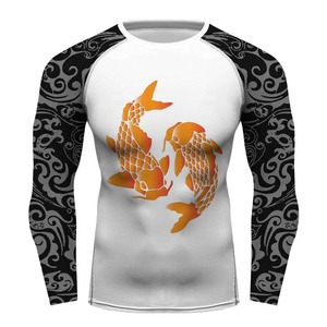 Top Quality Factory Manufacture 100% Polyester Moisture Wicking Sublimation Printed Boxing Training <b>Compression</b> Rash Guards - Product Image 1