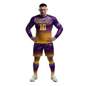 Purple Gold Electric Marble Soccer Goalkeeper Uniforms <b>Long</b> Sleeve Pro Keeper Jersey Shorts <b>Socks</b> Sublimation Ultra Printed - Product Image 1