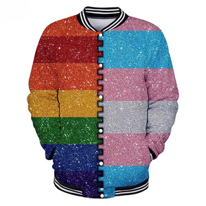 Veste universitaire multicolore arc-en-ciel noir et blanc, impression personnalisée, streetwear unisexe, veste letterman - Product Image 6
