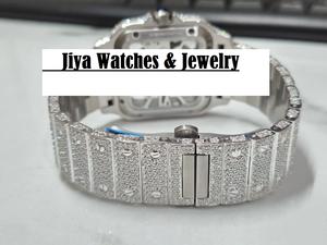 Montre Sport Homme en Acier Inoxydable, Style Business Hip-Hop, Mouvement Quartz, Cadran en Verre Saphir, Accents Moissanite - Product Image 4