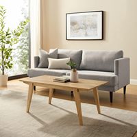 Mesa de Centro Moderna Estilo Japandi, Minimalista, de Madera Sólida con Texturas Orgánicas, Diseño Contemporáneo de Líneas Limpias, Rectangular, Fácil de Armar