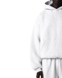 Ensemble de survêtement unisexe gris 2026 à manches longues avec capuche, coupe décontractée, couleur unie, en coton mi-lourd, idéal pour l'automne - Product Image 4