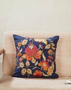 Custom Handmade Floral Embroidery Cushion Cover Cotton Decorative Throw <b>Pillow</b> Case Premium Kashmiri Crewel Work Cushion Cover - Product Image 4