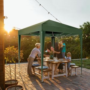 Tenda da Campeggio Pratica 2x2m con Due Porte e Due Finestre, Design Pieghevole ad Angolo Retto, Verde Impermeabile - Product Image 3