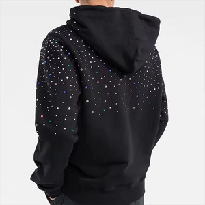 New Design Winter Men's Rhinestone Hoodie OEM Service Polyester/Cotton Fleece Breathable - Product Image 5