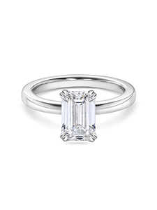 Anillo de compromiso solitario con diamante de laboratorio de corte esmeralda, oro amarillo macizo de 14K, anillo de boda con doble engaste de garra, joyería. - Product Image 2