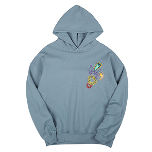 Sudadera con Capucha Azul Claro para Hombre, Logotipo Paisley Bordado en la Parte Delantera, Corte Regular Informal, Tejido de Algodón y Felpa Lavada para Invierno - Product Image 1