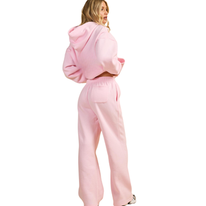 Women Fleece Pullover Hoodie Tracksuit Set Wide Leg <b>Trousers</b> Relaxed Fit Casual Winter Two Piece Lounge Outfit - Product Image 2
