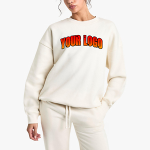 เสื้อสเวตเชิ้ตคอโอเวอร์ไซส์ผ้าฝ้ายเทอร์รี่ 100% ราคาส่งถูก สวมใส่สบายสำหรับฤดูหนาว  ขอบยางยืดกว้าง สำหรับผู้หญิง - Product Image 4