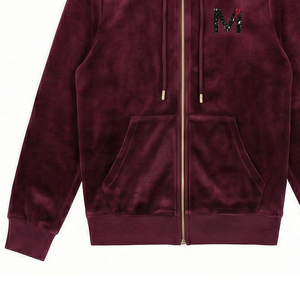 ชุดวอร์มกำมะหยี่แบบมีซิปพร้อมโลโก้สั่งทำได้ สำหรับทั้งชายและหญิง แห้งเร็ว ระบายอากาศดี สไตล์ลำลอง ดีไซน์เนอร์ สตรีทแวร์ สหรัฐอเมริกา ยุโรป Maluza - Product Image 2