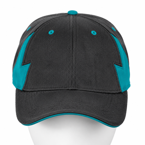 Gorra de Béisbol de 6 Paneles Negra y Verde Azulado con Diseño de Bloques de Color para Adultos, Estilo Deportivo Unisex, Cierre Ajustado - Product Image 1