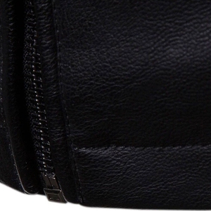 <b>Men's</b> Black PU <b>Leather</b> <b>Jacket</b> Stand Collar Zipper Closure Slim Fit Regular Length Moto Biker Style <b>Leather</b> <b>Jacket</b> For Sale - Product Image 5