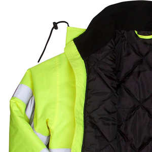OEM Canvas <b>Reflective</b> Hi-Vis Quilted Hooded Winter Safety <b>Jacket</b> Waterproof Windproof Breathable Eco-Friendly <b>Man</b> - Product Image 6