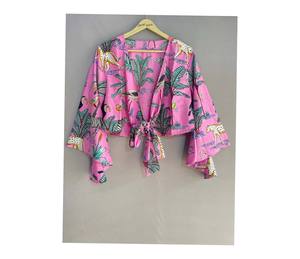 Indian Cotton Block Print Tie Dye Crop Top Handmade Bohemian Style Women Summer Casual Party Wear Floral <b>Boho</b> Top Free Size - Product Image 1