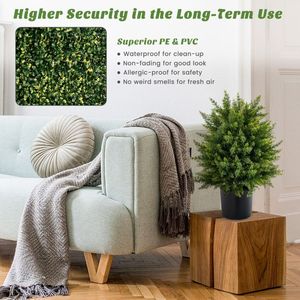 Set di 2 Alberi Artificiali a Sfera di Cedro con Vaso in Cemento, Decorazione Resistente per Giardino Esterno - Product Image 4