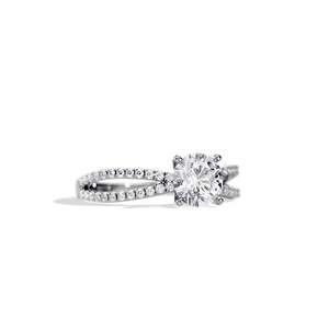 Women's Round Brilliant Cut Diamond Engagement Ring Prong Setting Floral Style - Product Image 3