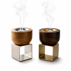 Quemador de Incienso Ecológico de Primera Calidad, Hecho a Mano, de Madera de Acacia y Metal, Duradero, Elegante y Moderno, Color Naranja Natural - Product Image 1