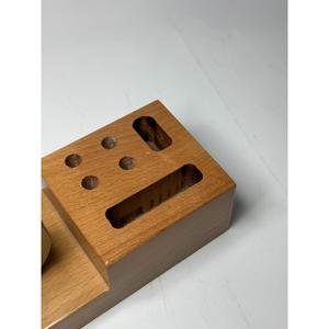 Pen Holder With In built Analog Clock Custom Corporate Gifting Table <b>Organiser</b> <b>Stationary</b> Holder Caddy Mango Wood Handmade - Product Image 4
