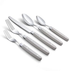 Ensemble de couverts en acier inoxydable 5 pièces avec manche en bois, qualité garantie, écologique, sans danger pour les aliments, idéal pour les mariages - Meilleures ventes - Product Image 4