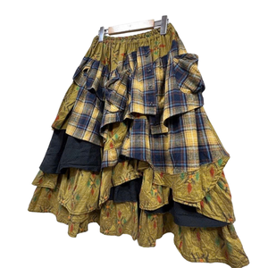 Chic Vintage Patchwork <b>Denim</b> <b>Skirt</b> with Natural Waistline Customizable <b>Women's</b> Midi <b>Skirt</b>-Vietnamese Supplier MOQ 50 Pcs - Product Image 2