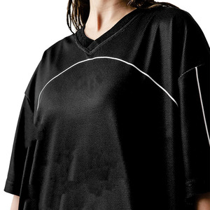 Maillot de football américain noir personnalisé en gros, 100 % polyester, maille respirante, vêtements de sport, t-shirts, maillot de football vintage pour les acheteurs américains - Product Image 5