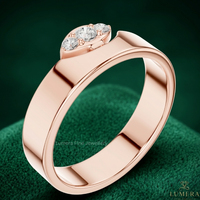 Anillo de Boda de Oro de 9KT, 10KT, 14KT y 18KT con Diamante Redondo Brillante Cultivado en Laboratorio, Certificado por IGI, para Mujer |   Joyería de Lujo en Oro Rosa