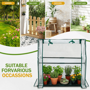 Mini serre blanche 36*18*33 pouces avec couverture en PE pour plantes d'intérieur et d'extérieur, jardinage, serre pour jardin et cour arrière - Product Image 2